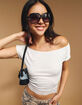 FULL TILT Womens Lace Trim Banded Bottom Off The Shoulder Top image number 6