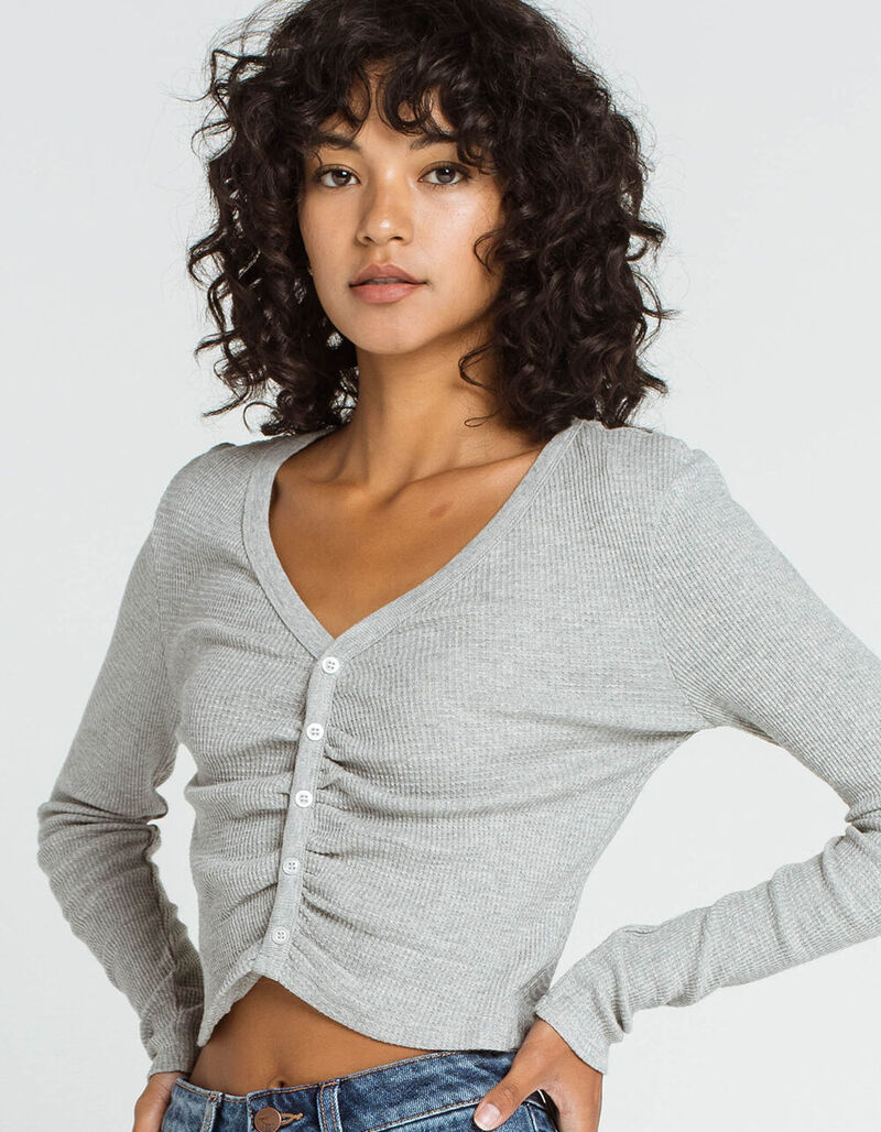 Cozy Crop Top Heather Grey