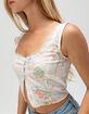 DEREK HEART Printed Linen Womens Flyaway Top image number 5