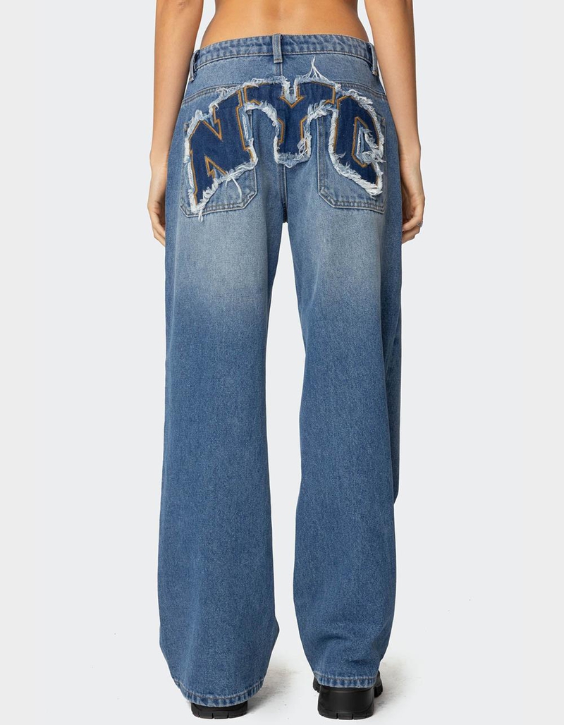 EDIKTED NYC Washed Low Rise Jeans image number 0