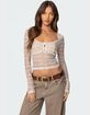 EDIKTED Heart & Bow Sheer Lace Top image number 1