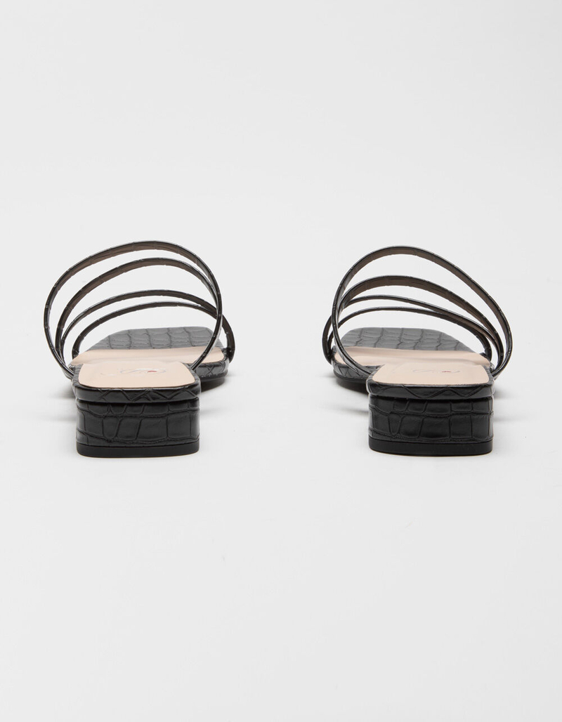 DELICIOUS Strappy Womens Black Low Block Heels image number 3