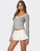 EDIKTED Shayni Lace Trim Long Sleeve Top image number 4