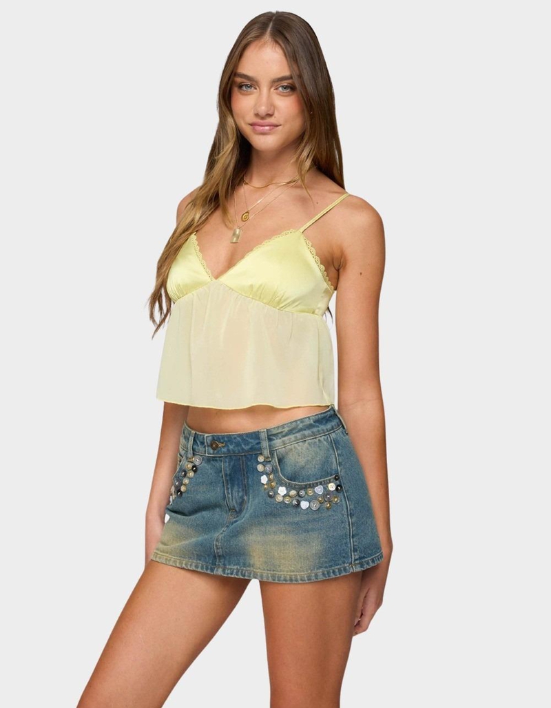 EDIKTED Krisa Sheer Chiffon Babydoll Top image number 1
