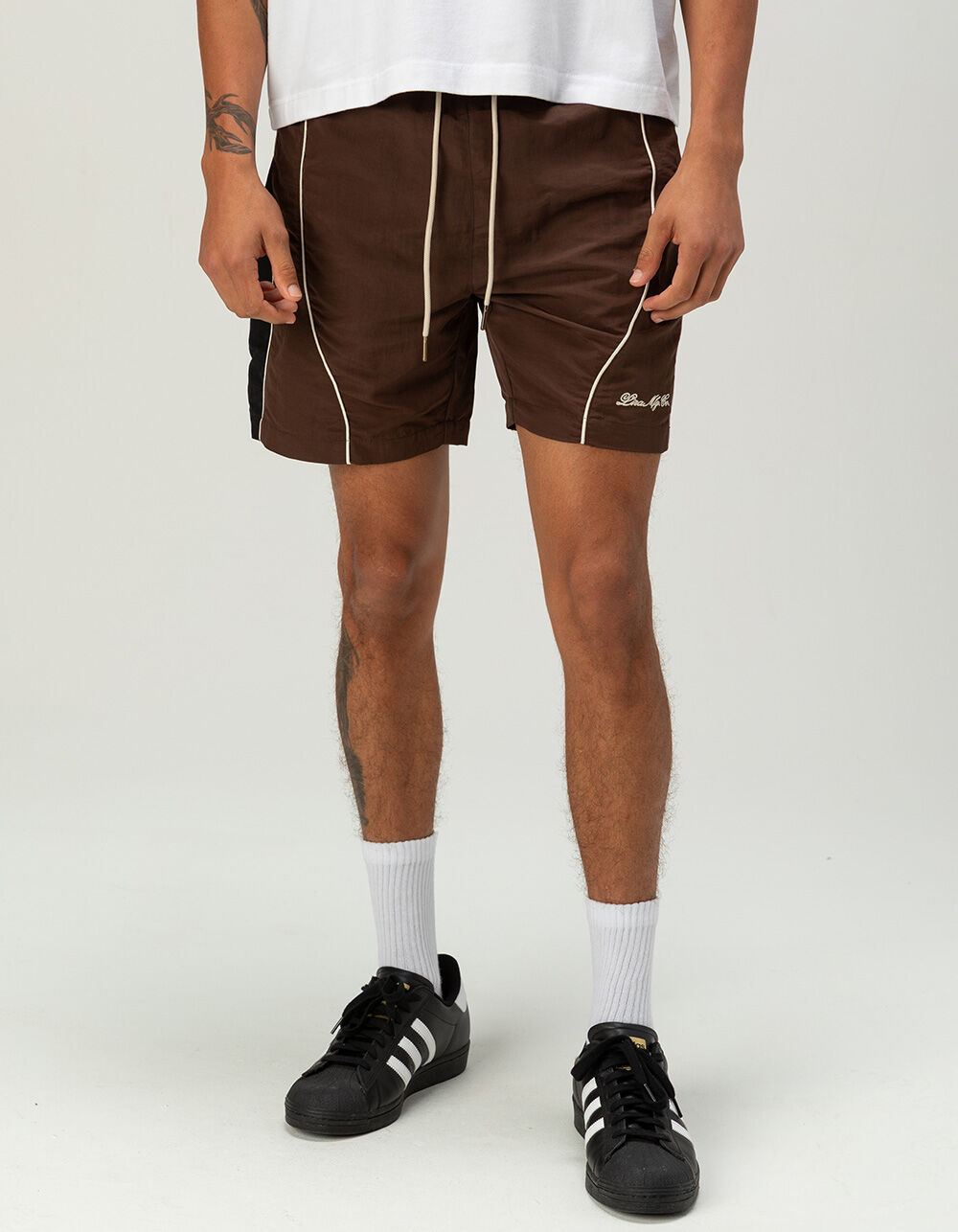 LIRA Mens Nylon Pieced Shorts - BLACK/BROWN | Tillys