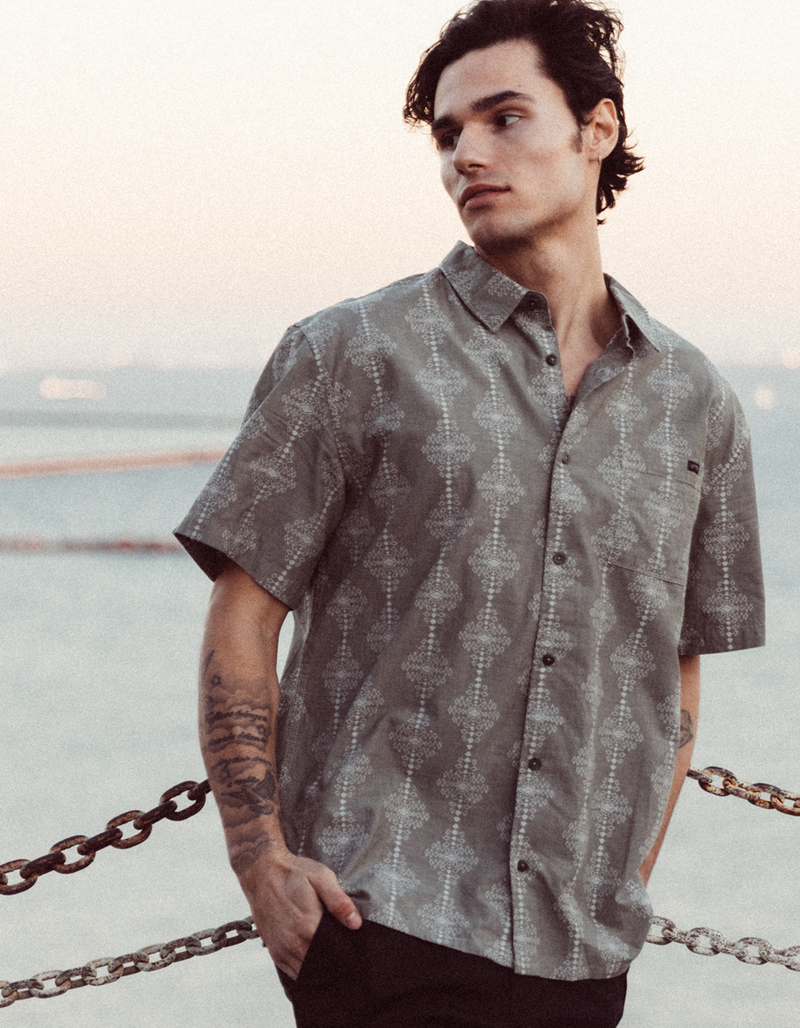 BILLABONG Sundays Jacquard Mens Button Up Shirt SAGE Tillys