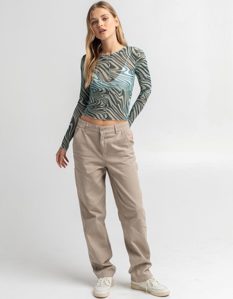 FULL TILT Swirl Print Mesh Top image number 3