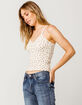 SKY AND SPARROW Ditsy Henley Womens Tank Top image number 2
