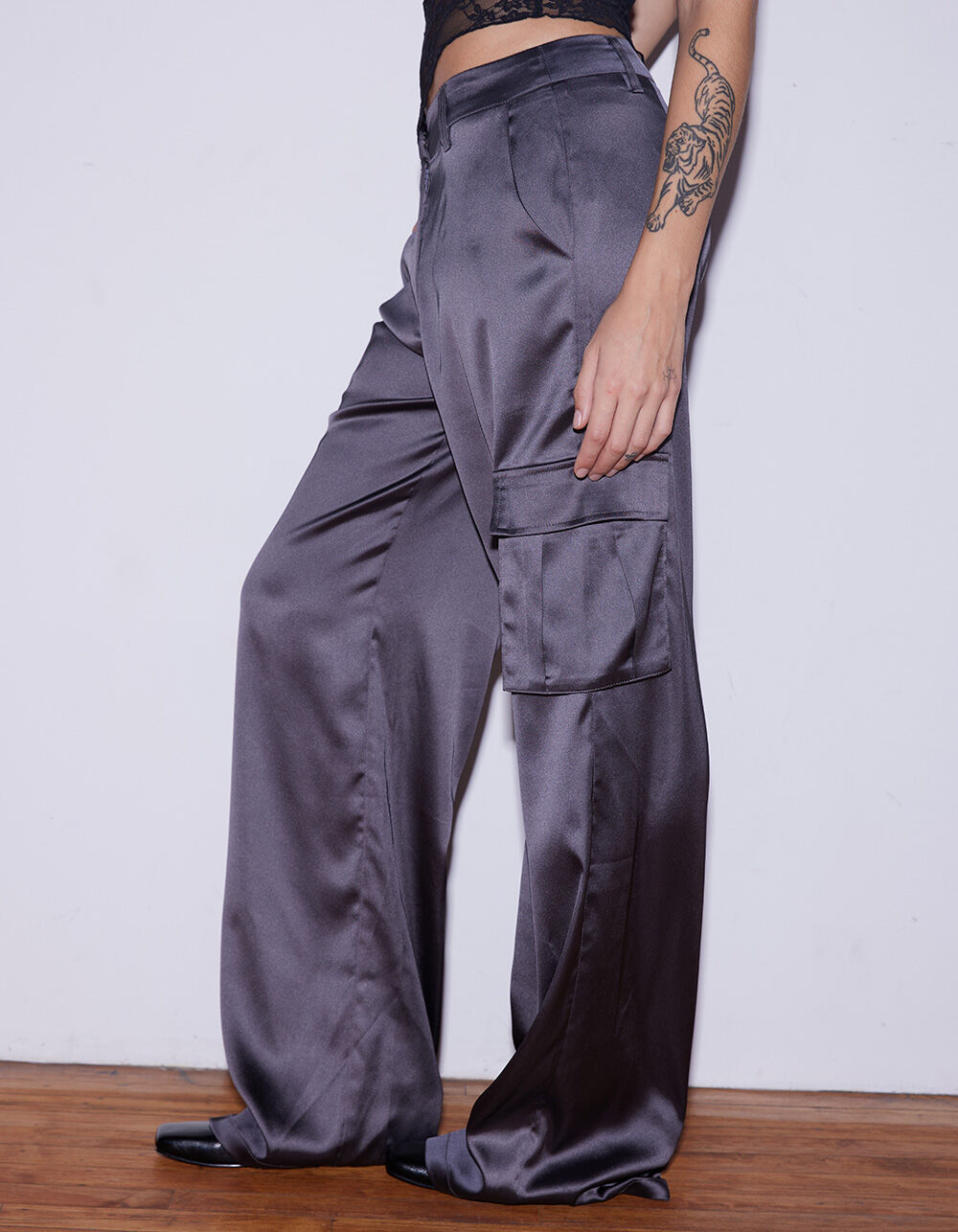 パンツ CALEE BACK SATIN MILYTARY PANTS ECONOMY Satin Pants - myKarateStore.com LLC