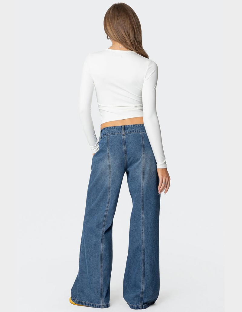 EDIKTED Charlie Panel Stitch Low Rise Jeans image number 4