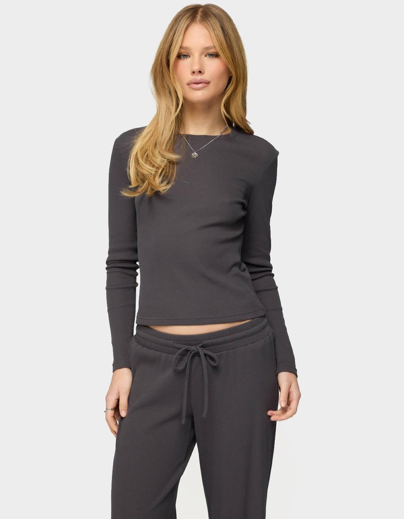 EDIKTED Cicilia Long Sleeve Ribbed Tee image number 0