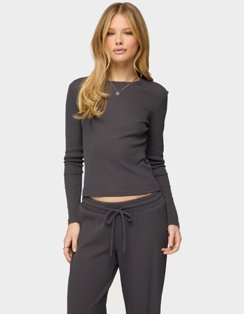 EDIKTED Cicilia Long Sleeve Ribbed Tee Primary Image