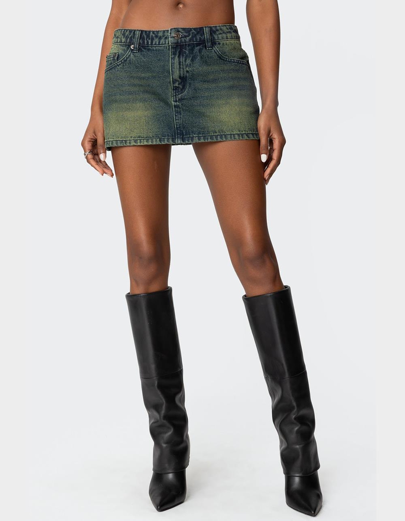 EDIKTED Riviere Washed Denim Mini Skirt image number 0