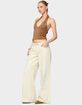 EDIKTED Contrast Stitch Low Rise Wide Leg Jeans image number 3