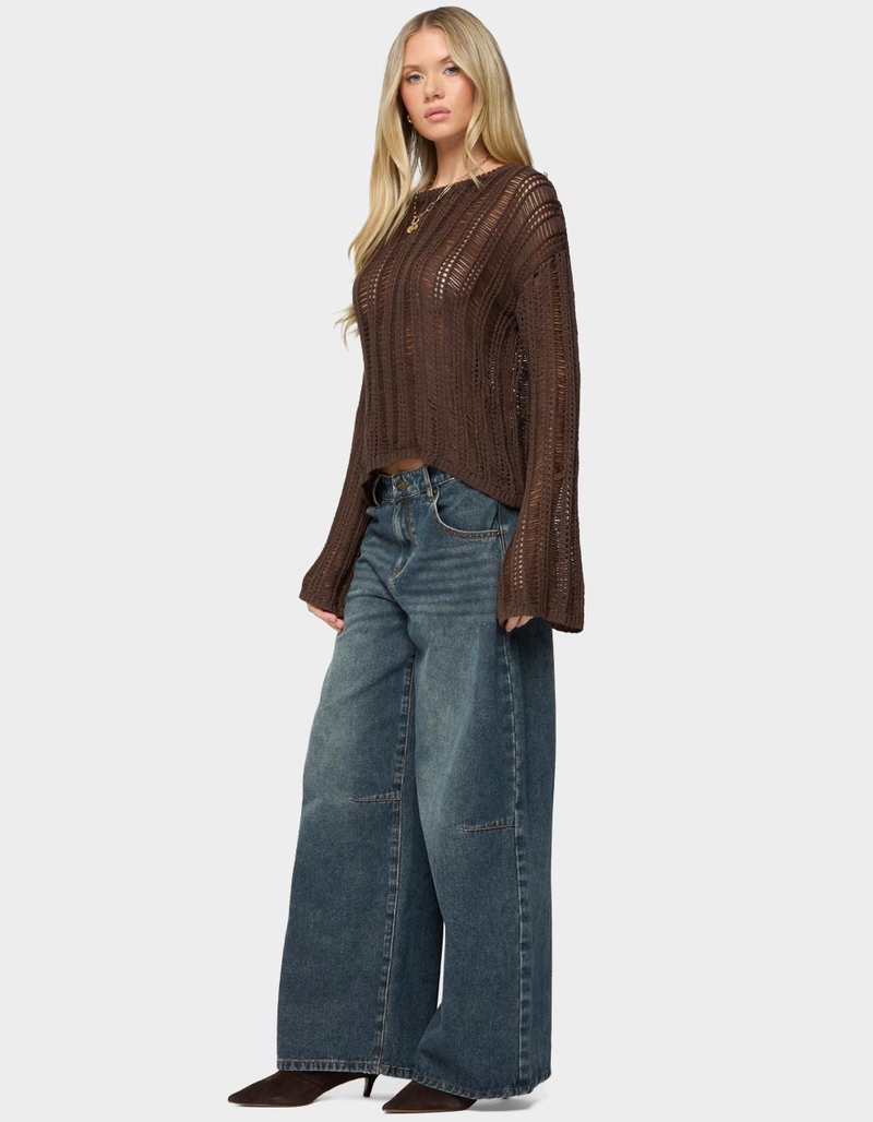EDIKTED Jaide Sheer Ladder Knit Sweater image number 3
