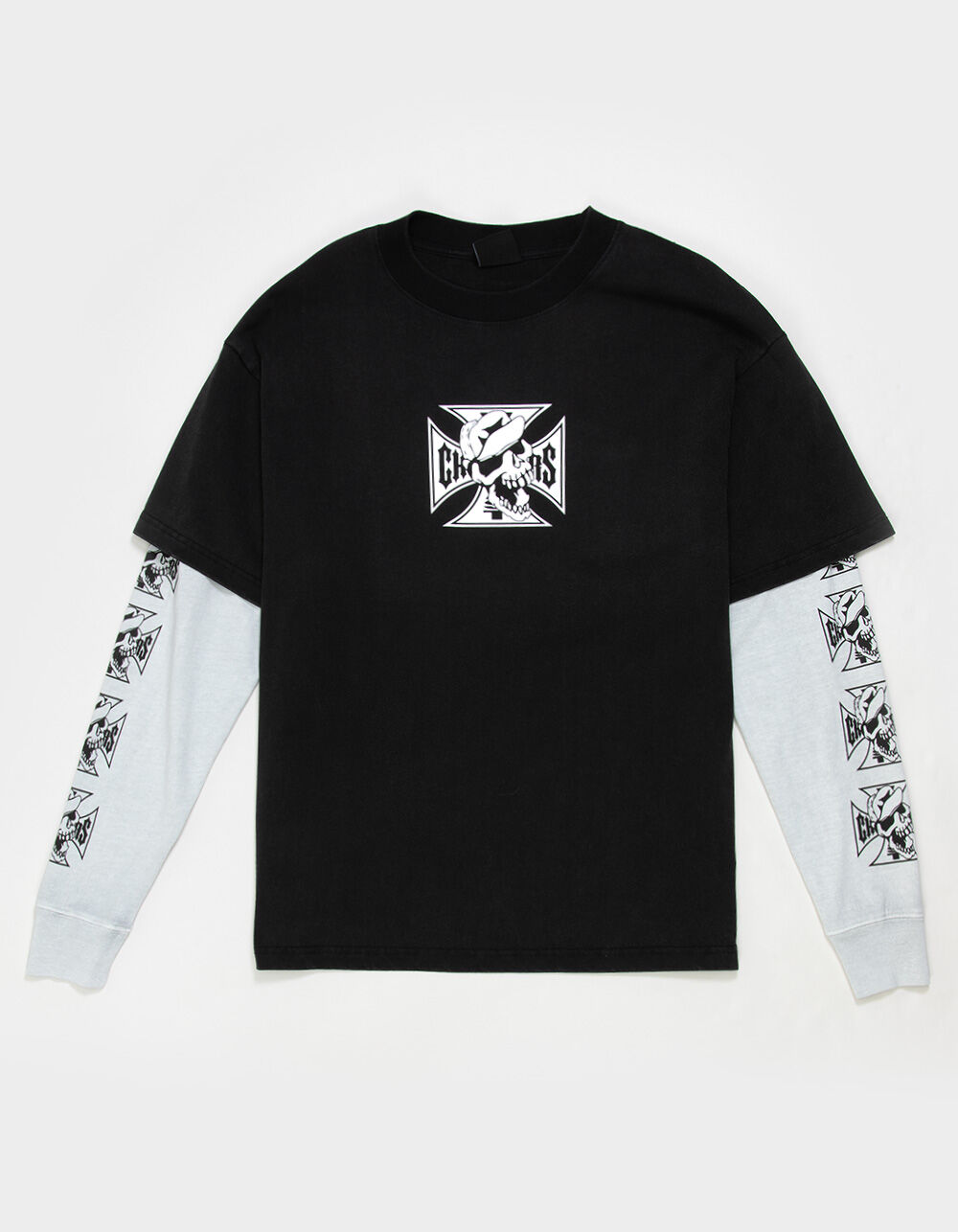 WEST COAST CHOPPERS Skeleton Moto Mens Long Sleeve 2fer Tee