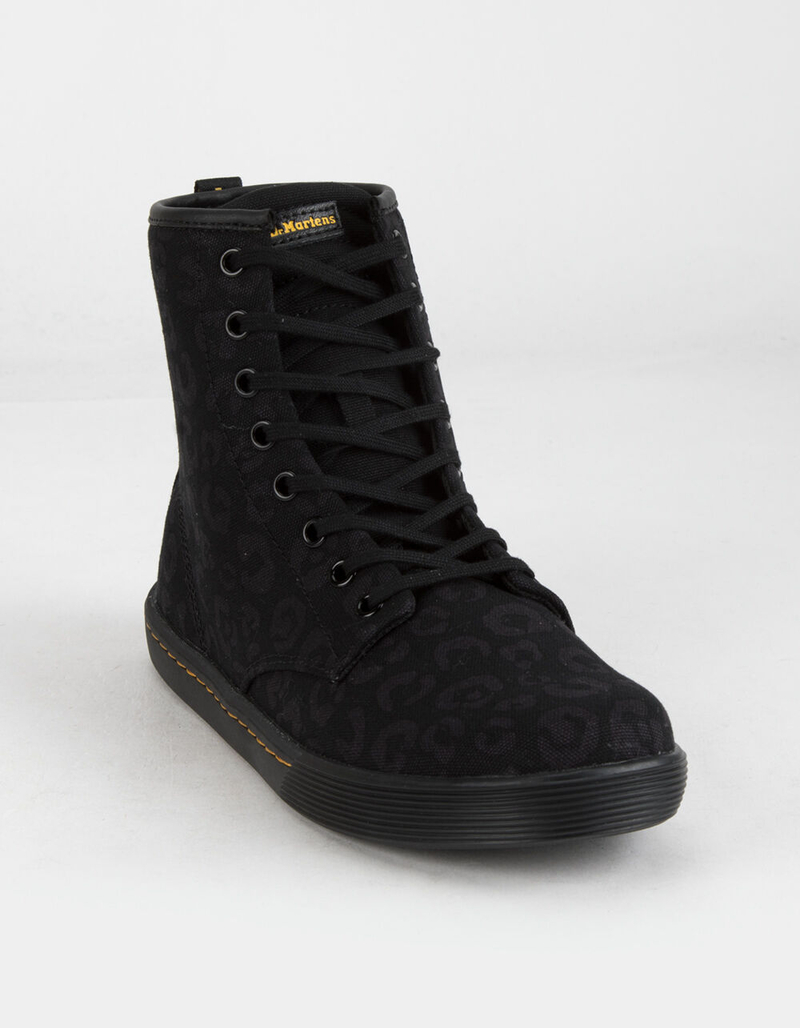DR. MARTENS Sheridan Leopard Womens Canvas Boots image number 0