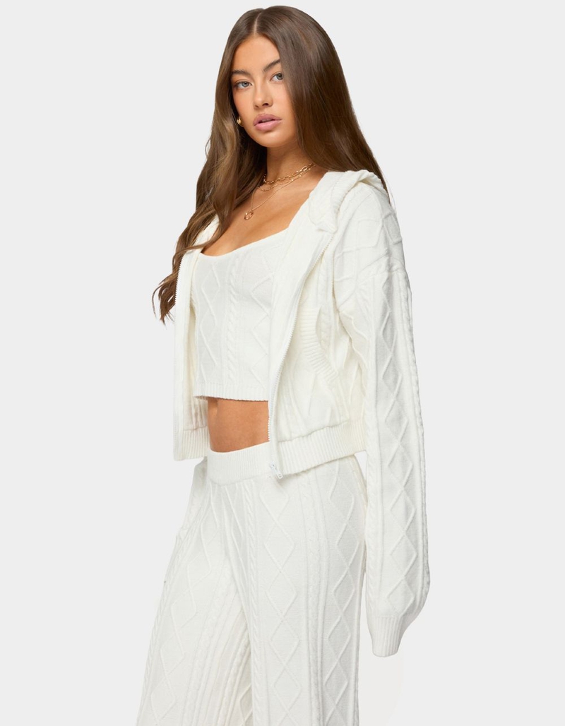 EDIKTED Louise Cable Knit Hooded Cardigan image number 1