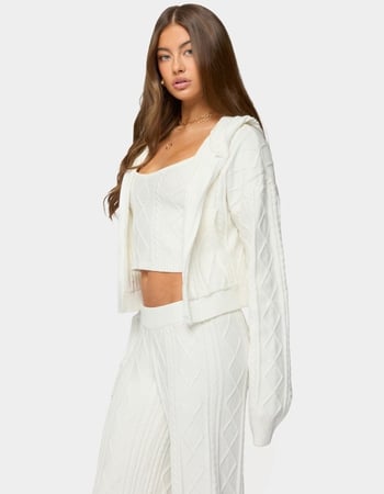 EDIKTED Louise Cable Knit Hooded Cardigan Alternative Image