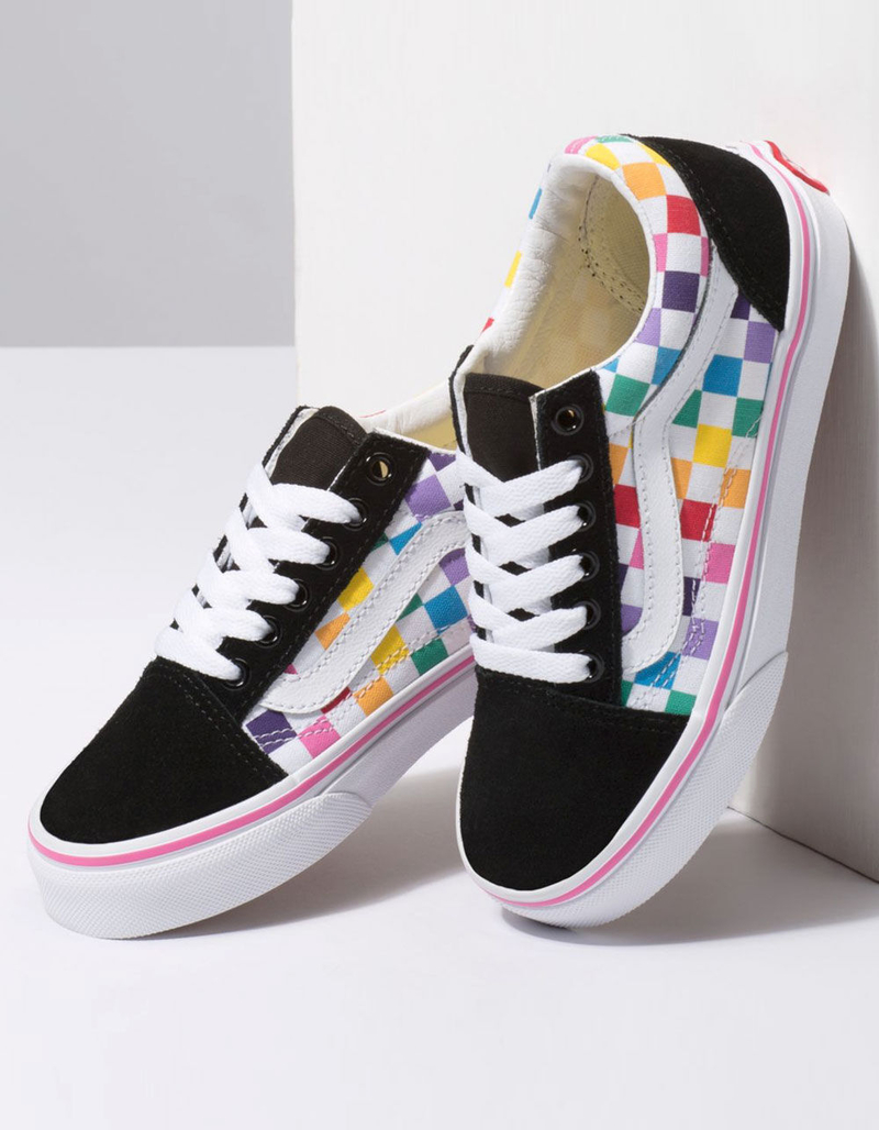 VANS Checkerboard Old Skool Rainbow Girls Shoes image number 3