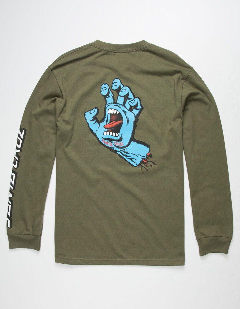 SANTA CRUZ Screaming Hand Mens Military Green T-Shirt image number 0