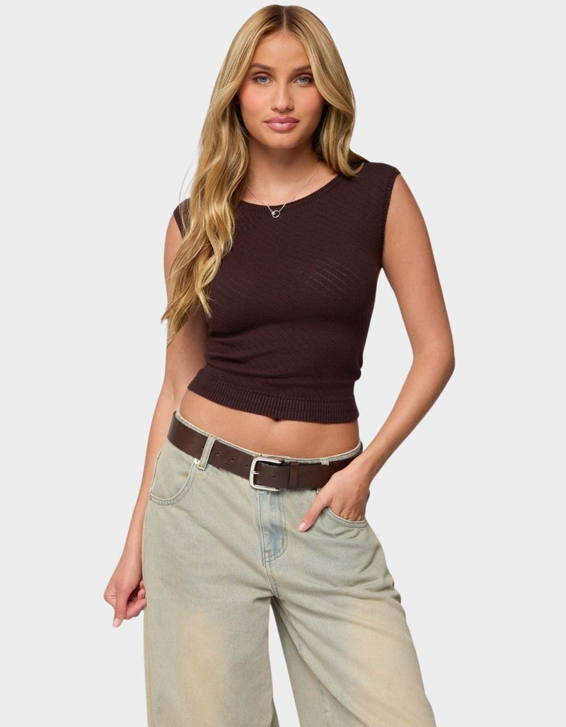 EDIKTED Jarah Pointelle Knit Boat Neck Top image number 0