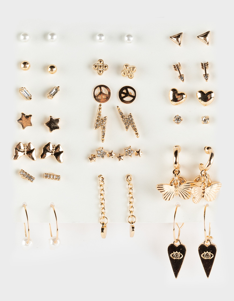 FULL TILT 20 Pack Pearl Butterfly Huggie Earring Set image number 0