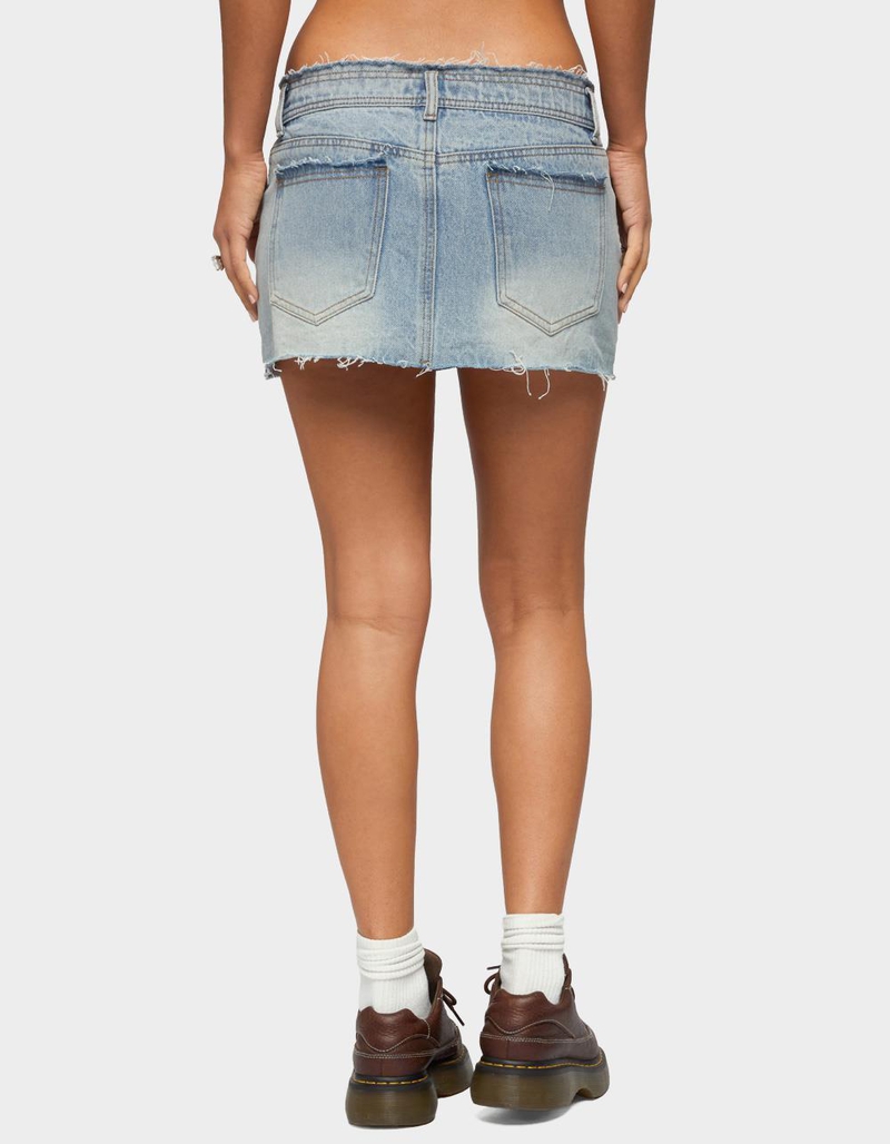EDIKTED Emree Distressed Denim Mini Skirt image number 2