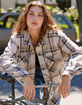 RSQ Womens Tonal Woven Plaid Shacket image number 1