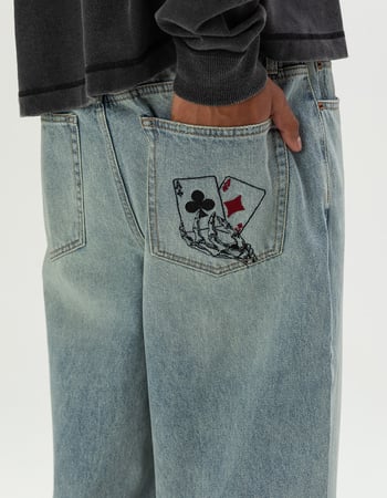 RSQ Mens Extra Baggy Embroidered Jeans Primary Image
