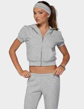 EDIKTED Rachel Short Sleeve Hooded Top Primary Image