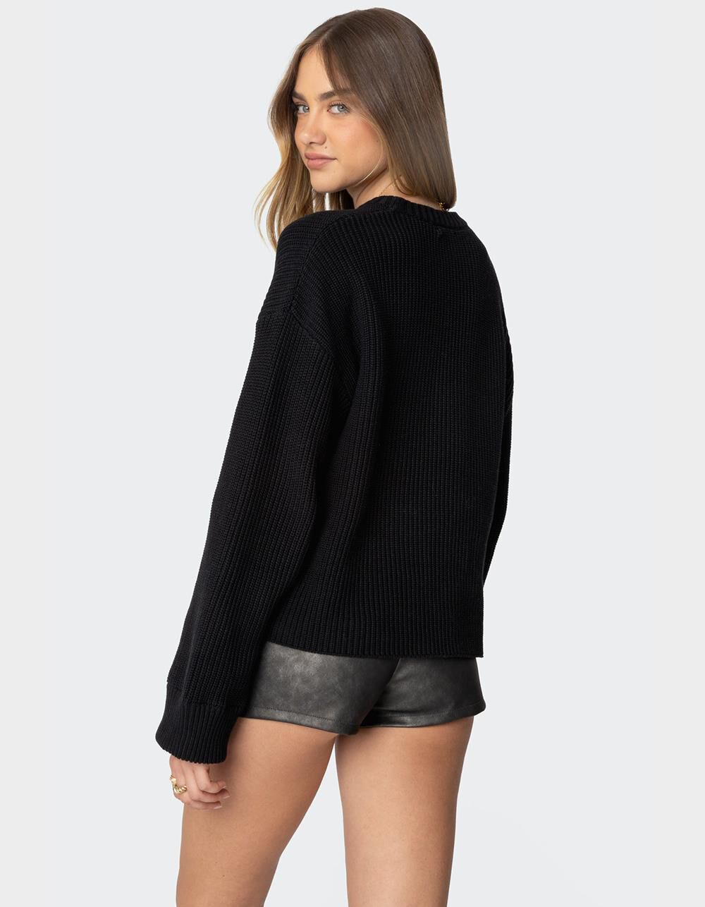EDIKTED Marleen Oversized Knit Sweater - BLACK | Tillys