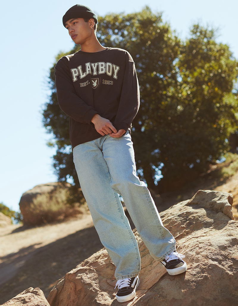 RSQ Mens Baggy Light Wash Denim Jeans image number 9