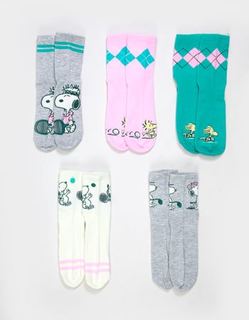 PEANUTS Snoopy 5 Pack Womens Classic Rib Crew Socks Alternative Image