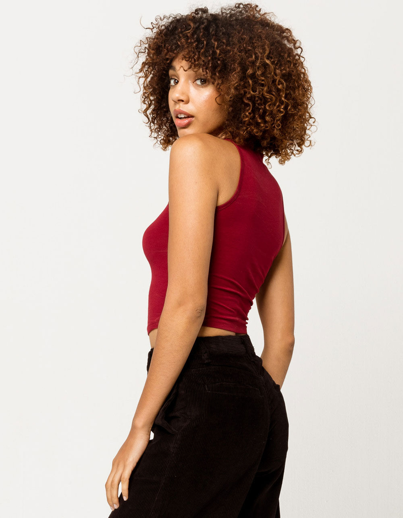 BOZZOLO Mock Neck Burgundy Womens Tank Top image number 1