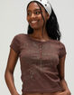 FULL TILT Tattoo Art Rhinestone Womens Henley Baby Tee image number 1