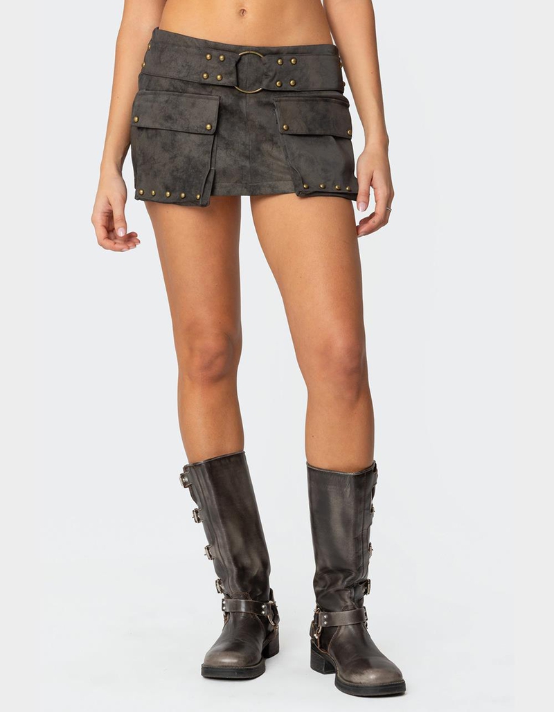 EDIKTED Marge Studded Faux Leather Mini Skort image number 0