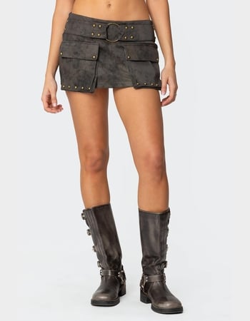 EDIKTED Marge Studded Faux Leather Mini Skort Primary Image