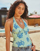 FULL TILT Hibiscus Womens Halter Top image number 1