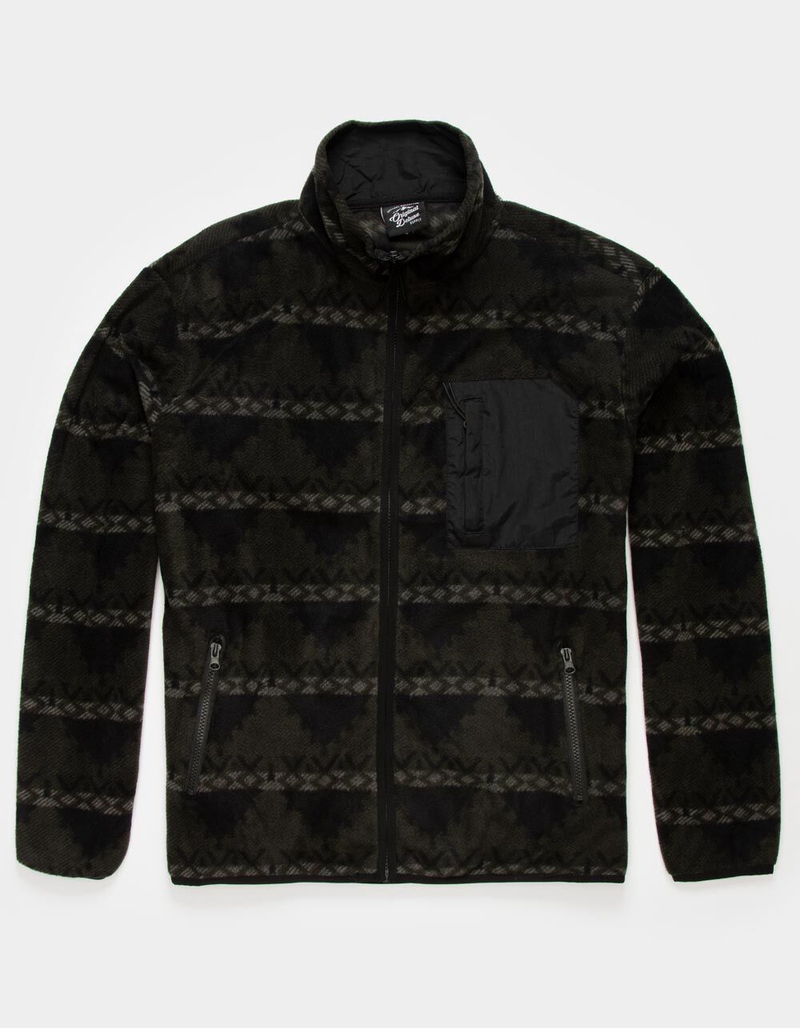 ORIGINAL DELUXE Zip Polar Fleece Mens Dark Olive Jacket image number 0