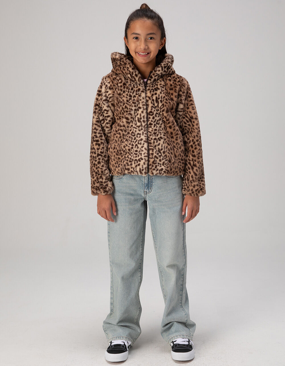 RSQ Girls Leopard Print Faux Fur Hooded Jacket - LEOPARD | Tillys