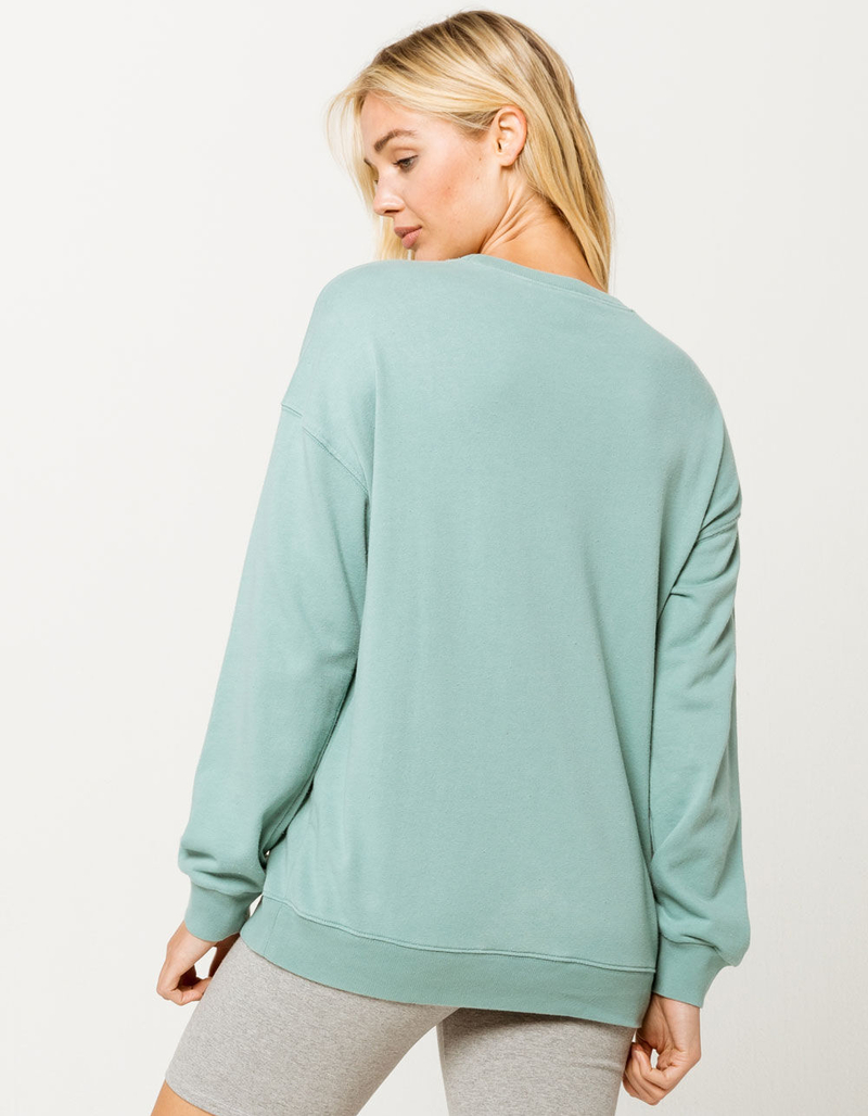 FULL TILT Essentials Washed Boyfriend Green Womens Sweatshirt image number 3