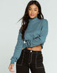 SKY AND SPARROW Womens Teal Blue Turtleneck image number 1