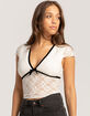 FULL TILT Lace V-Neck Womens Top image number 5