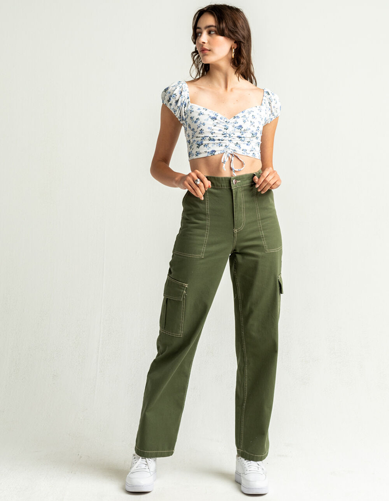 TIMING Floral Cinched Womens Top image number 3