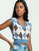 RSQ Small Print Argyle Womens Vest image number 2
