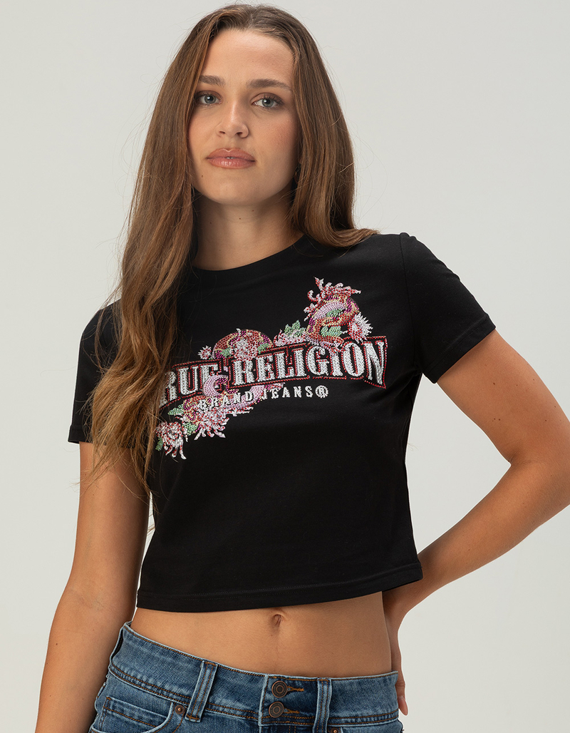 TRUE RELIGION Crystal Snake Womens Baby Tee image number 0