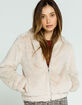 FULL TILT Fur Hooded Womens Tan Bomber Jacket image number 2