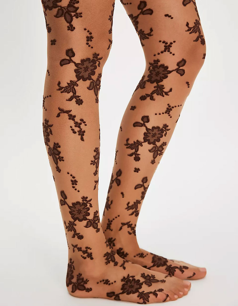 FREE PEOPLE Flocked Floral Womens Tights image number 0