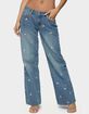 EDIKTED Edna Floral Embroidered Low Rise Jeans image number 1